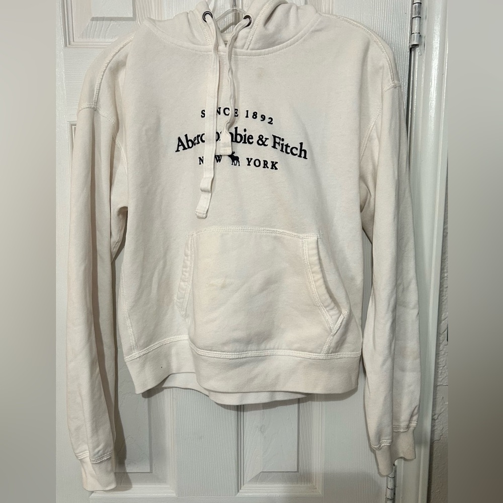 Abercrombie & Fitch White Hoodie Sweater
